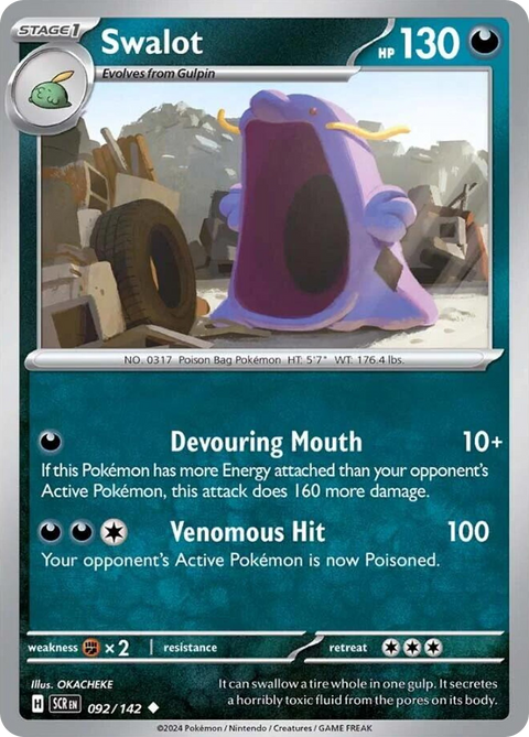 Swalot 92 Stellar Crown Pokémon card