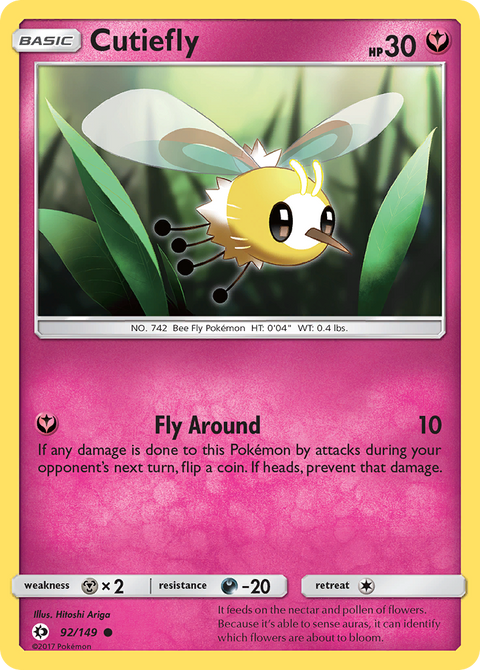 Cutiefly 92 Sun & Moon Pokémon card