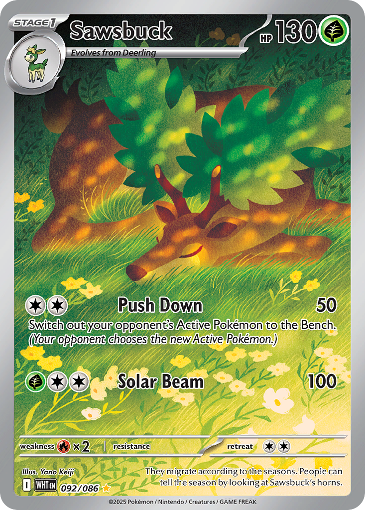 Sawsbuck 92 White Flare Pokémon card