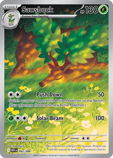 Sawsbuck 92 White Flare Pokémon card