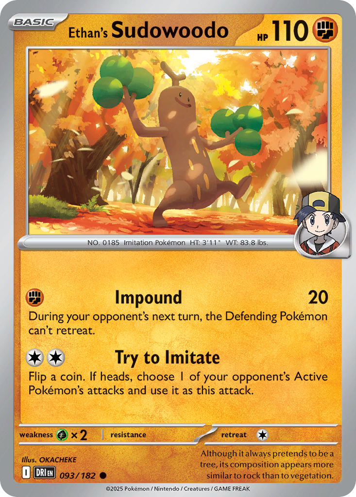 Ethan's Sudowoodo 93 Destined Rivals Pokémon card