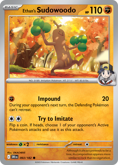 Ethan's Sudowoodo 93 Destined Rivals Pokémon card