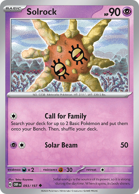 Solrock 93 Obsidian Flames Pokémon card