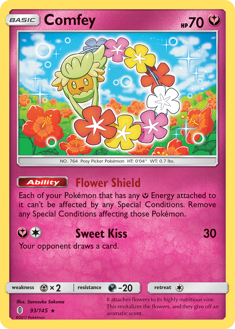 Comfey 93 Guardians Rising Pokémon card