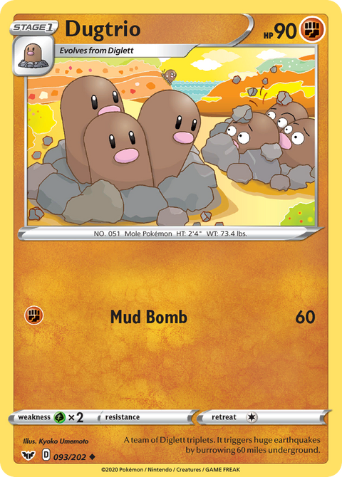 Dugtrio 93 Sword & Shield Pokémon card