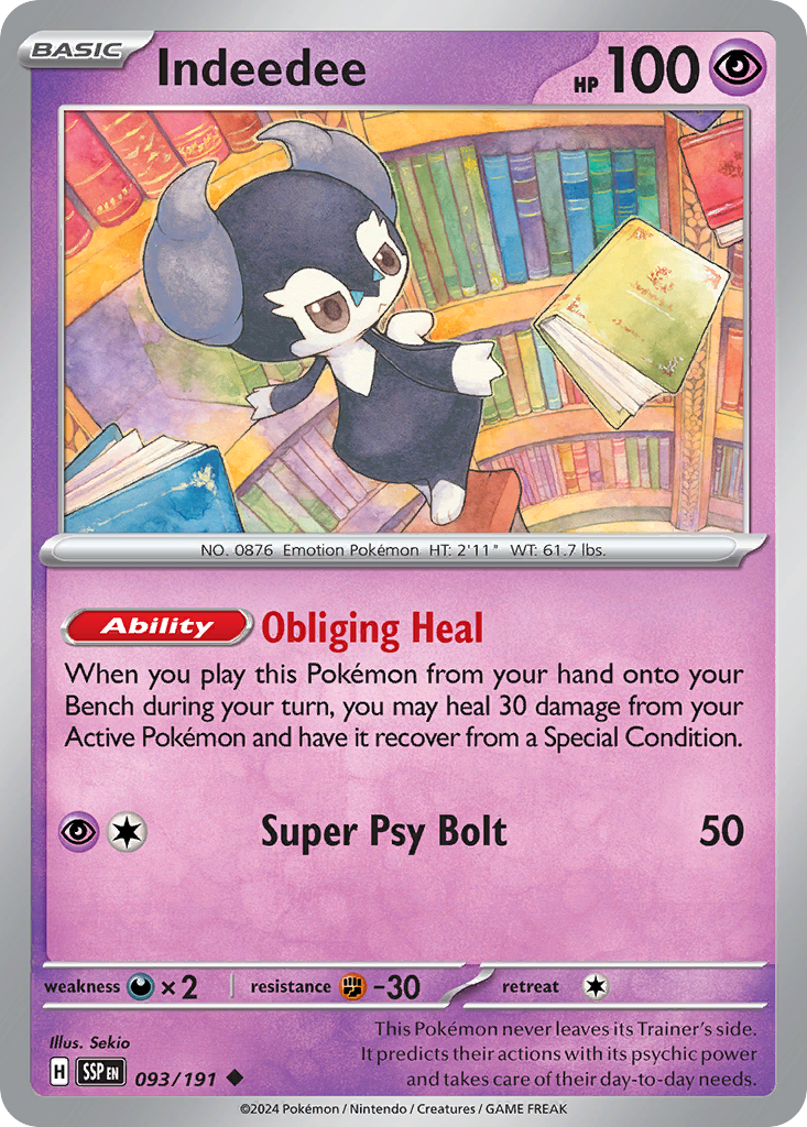 Indeedee 93 Surging Sparks Pokémon card
