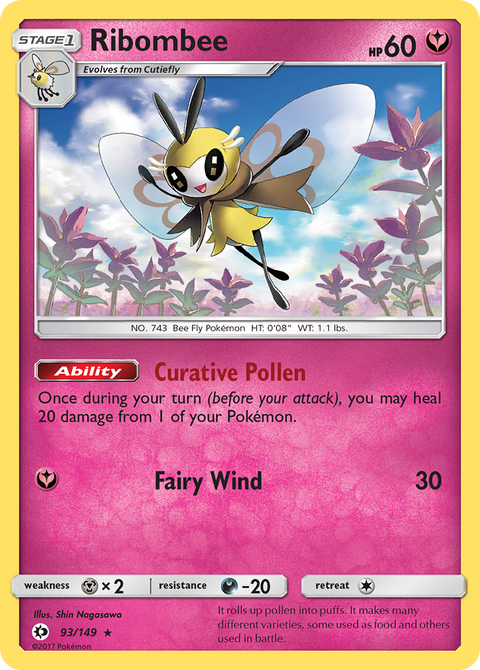 Ribombee 93 Sun & Moon Pokémon card