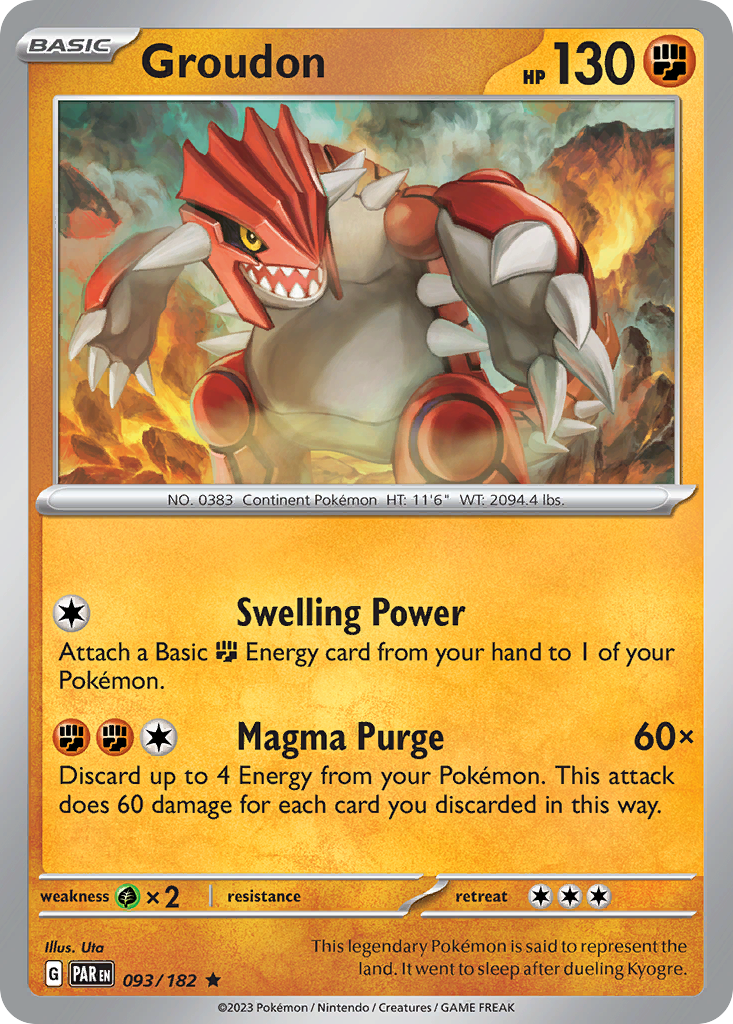 Groudon 93 Paradox Rift Pokémon card