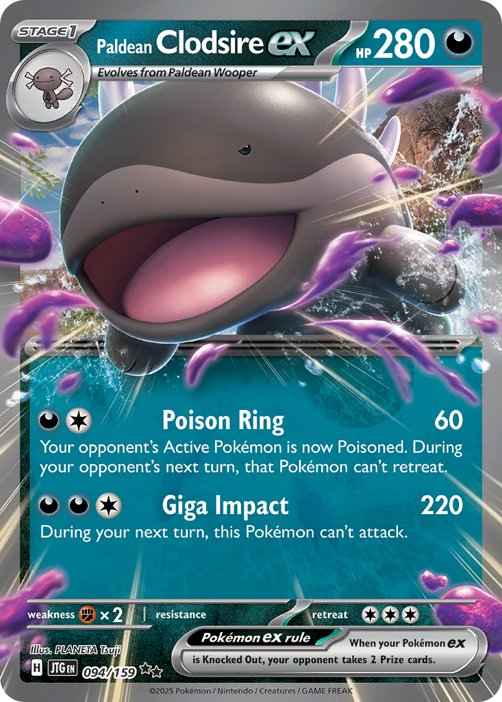 Paldean Clodsire ex 94 Journey Together Pokémon card