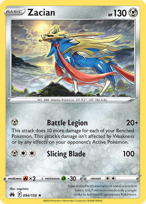 Zacian 94 Crown Zenith Pokémon card