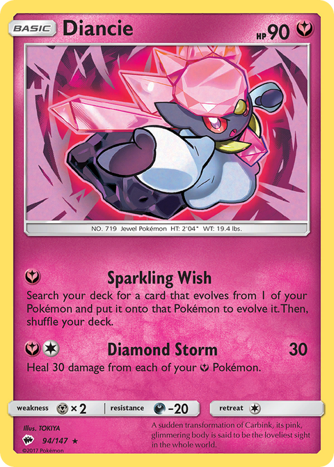 Diancie 94 Burning Shadows Pokémon card