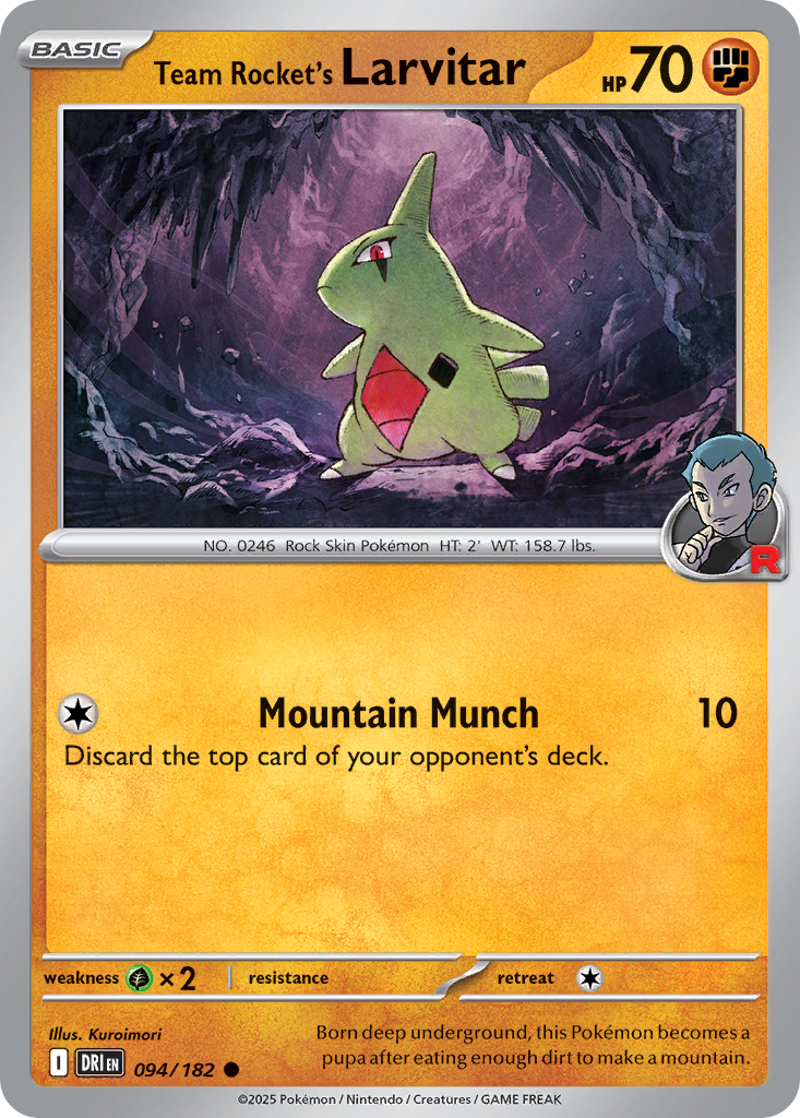 Team Rocket's Larvitar 94 Destined Rivals Pokémon card