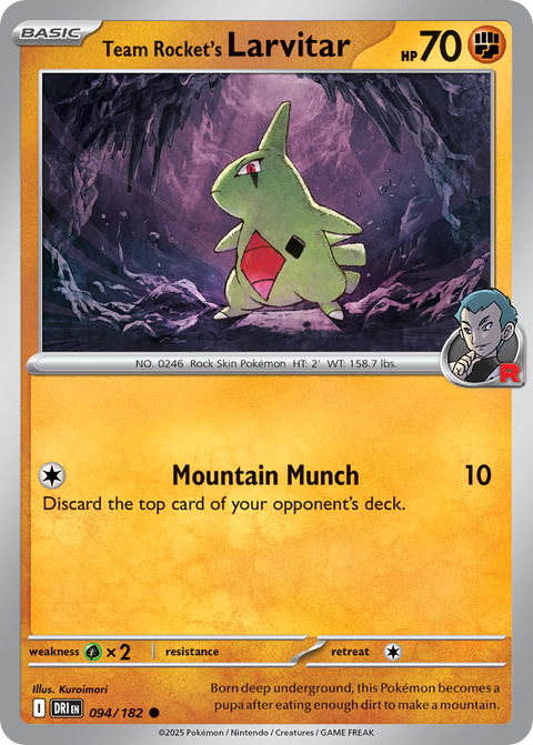 Team Rocket's Larvitar 94 Destined Rivals Pokémon card