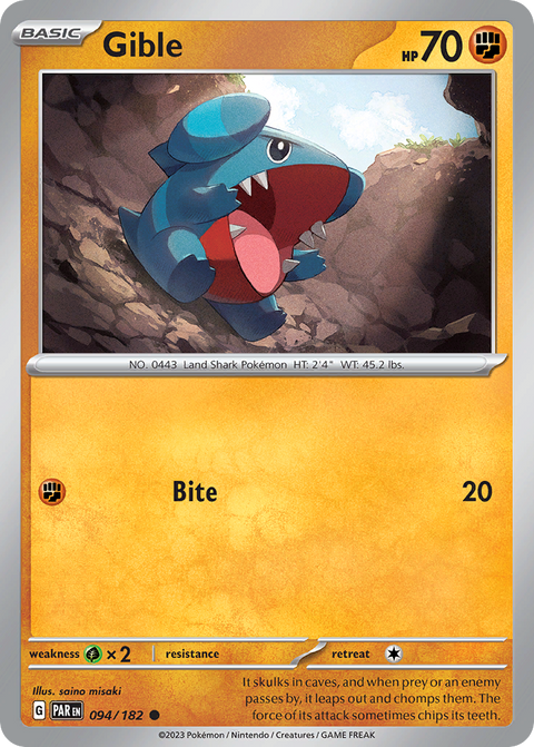 Gible 94 Paradox Rift Pokémon card