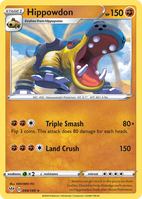 Hippowdon 94 Darkness Ablaze Pokémon card
