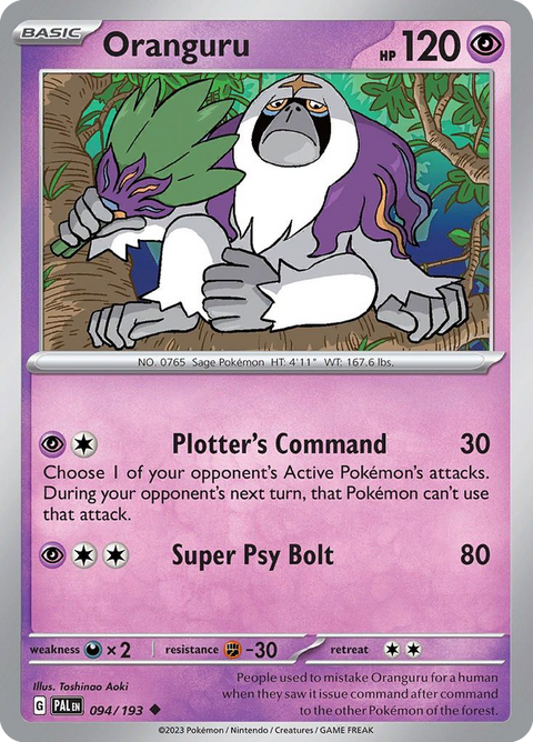 Oranguru 94 Paldea Evolved Pokémon card