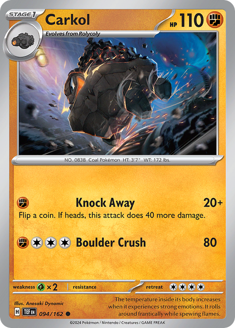 Carkol 94 Temporal Forces Pokémon card