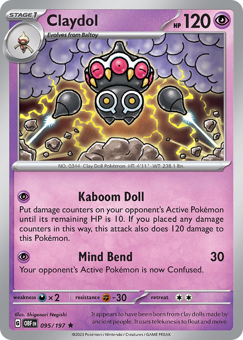Claydol 95 Obsidian Flames Pokémon card