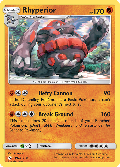 Rhyperior 95 Unbroken Bonds Pokémon card