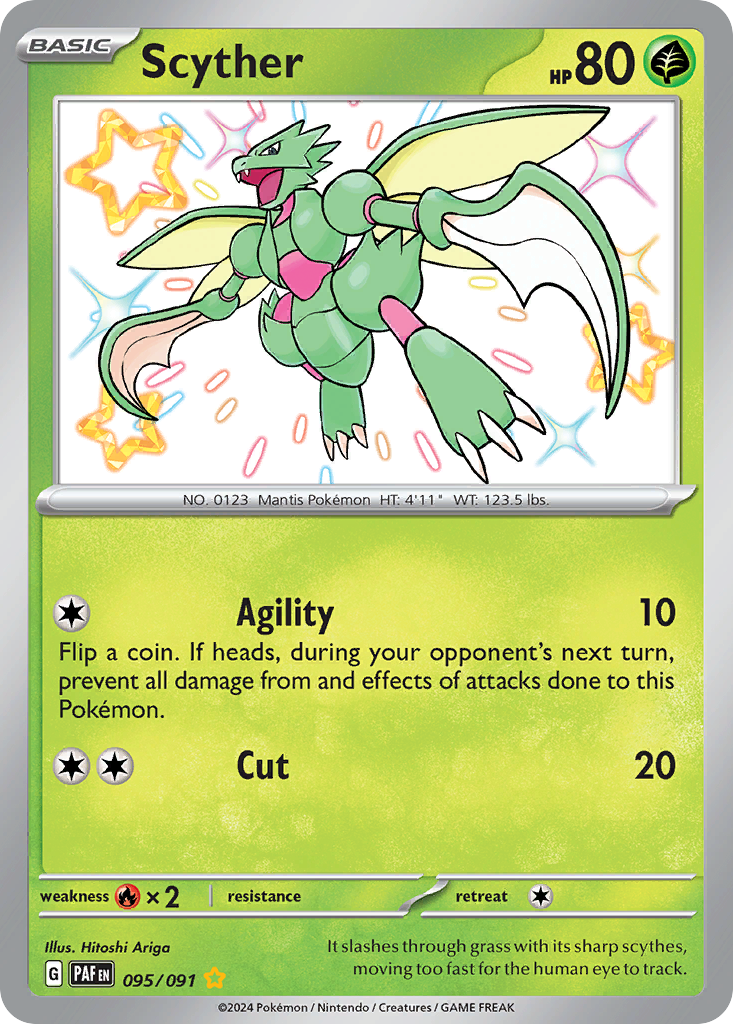 Scyther 95 Paldean Fates Pokémon card