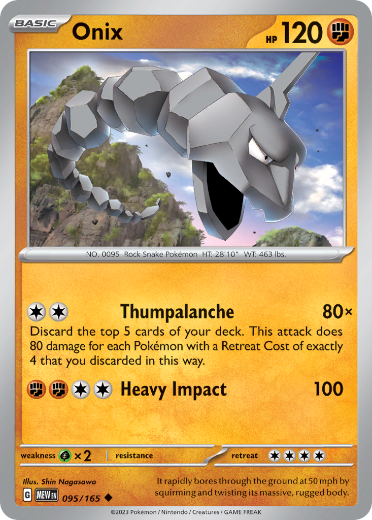 Onix 95 151 Pokémon card