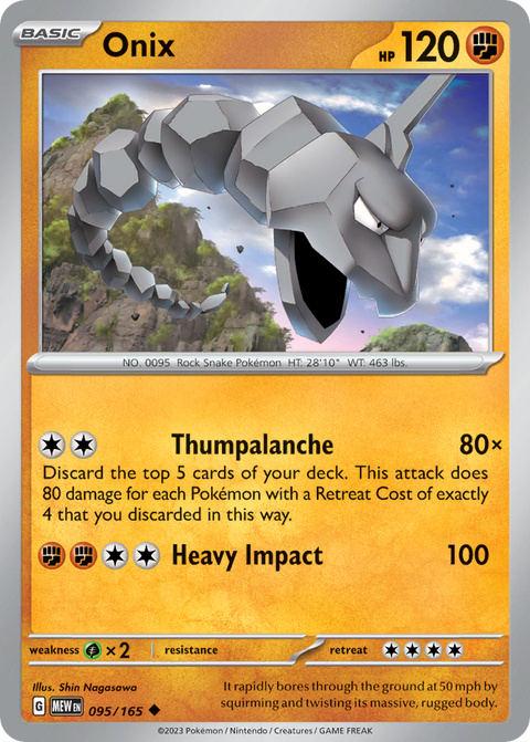 Onix 95 151 Pokémon card