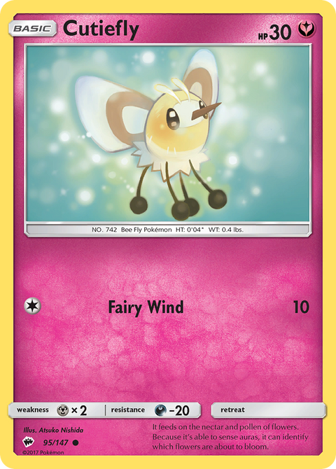 Cutiefly 95 Burning Shadows Pokémon card
