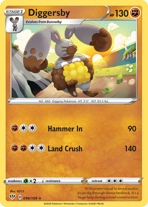 Diggersby 96 Darkness Ablaze Pokémon card