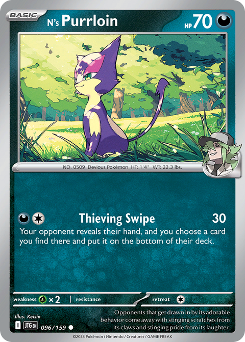 N's Purrloin 96 Journey Together Pokémon card