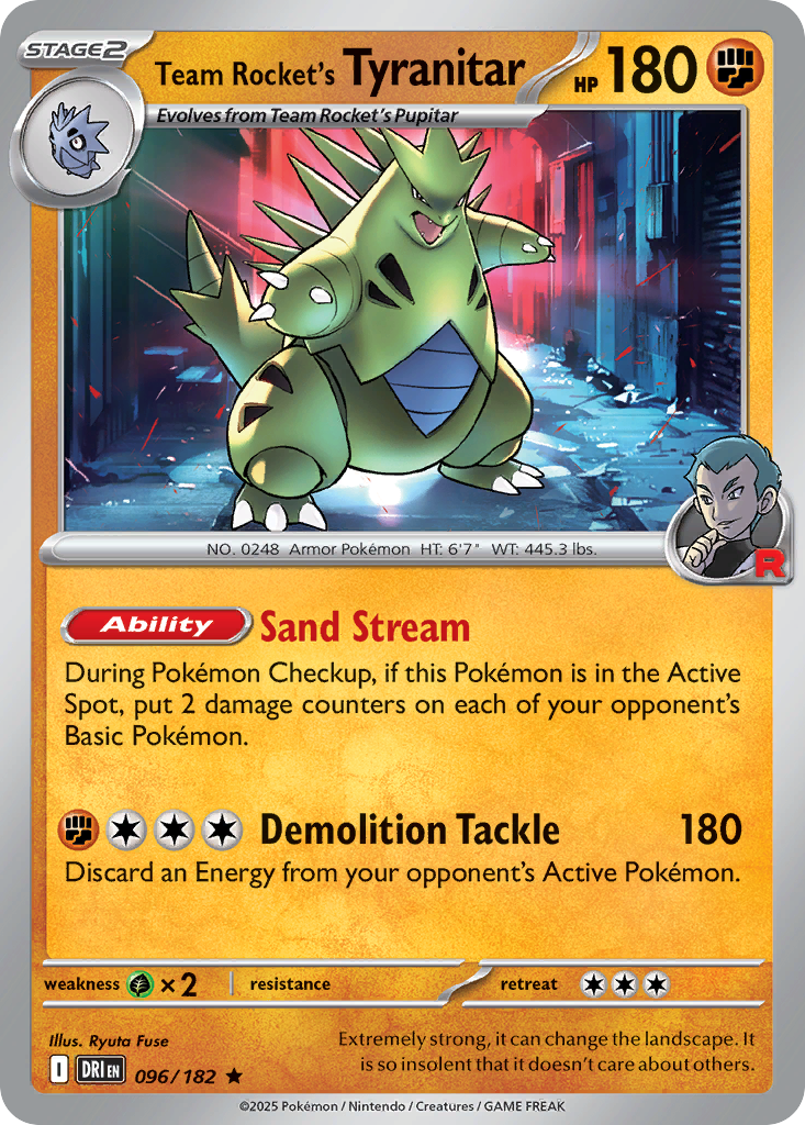 Team Rocket's Tyranitar 96 Destined Rivals Pokémon card