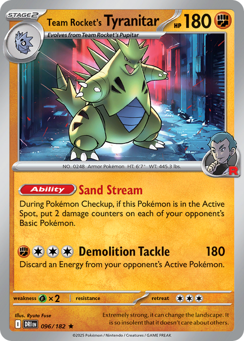 Team Rocket's Tyranitar 96 Destined Rivals Pokémon card