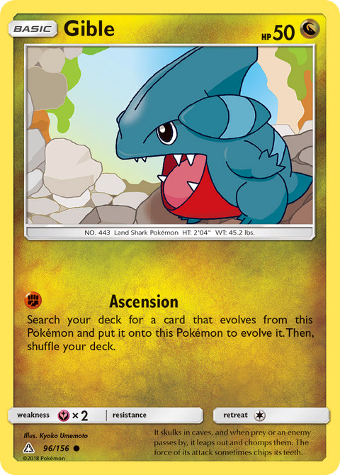 Gible 96 Ultra Prism Pokémon card