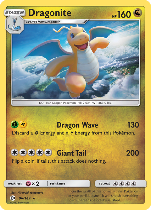 Dragonite 96 Sun & Moon Pokémon card