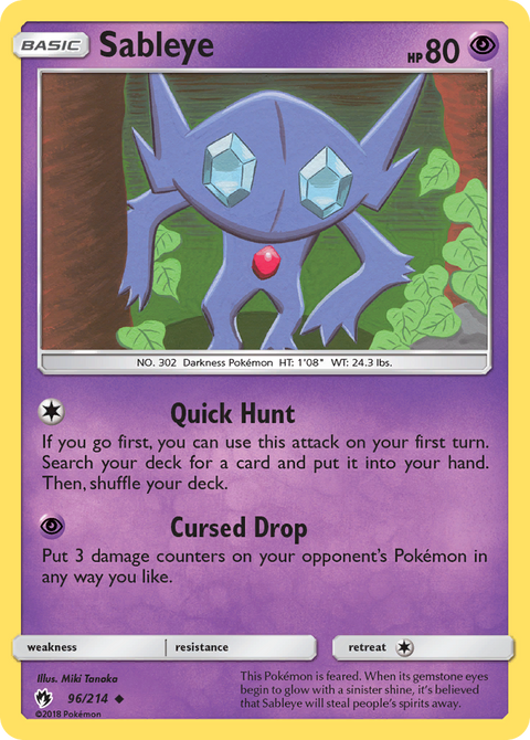 Sableye 96 Lost Thunder Pokémon card