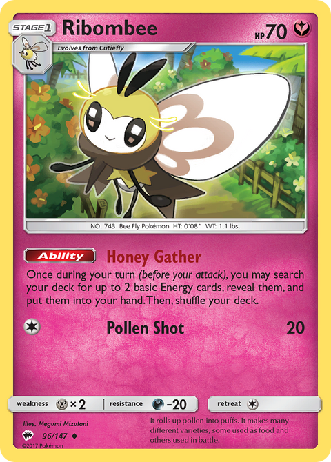 Ribombee 96 Burning Shadows Pokémon card
