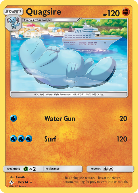 Quagsire 97 Unbroken Bonds Pokémon card