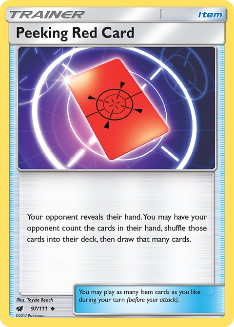 Peeking Red Card 97 Crimson Invasion Pokémon card