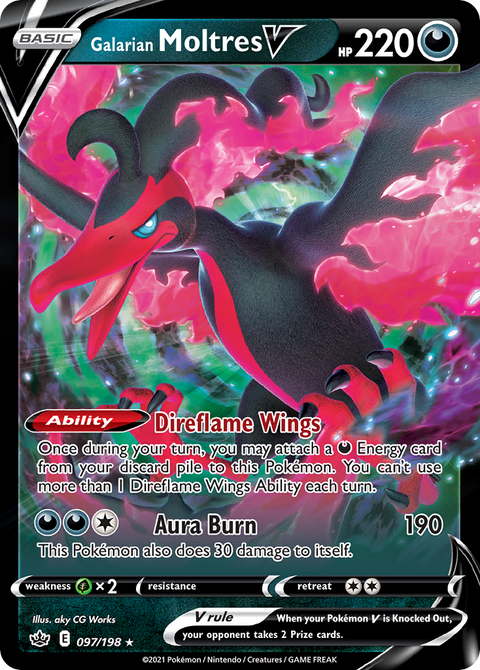Galarian Moltres V 97 Chilling Reign Pokémon card