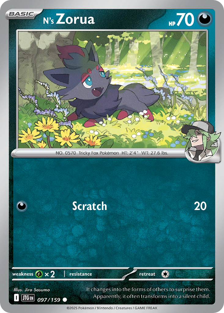 N's Zorua 97 Journey Together Pokémon card