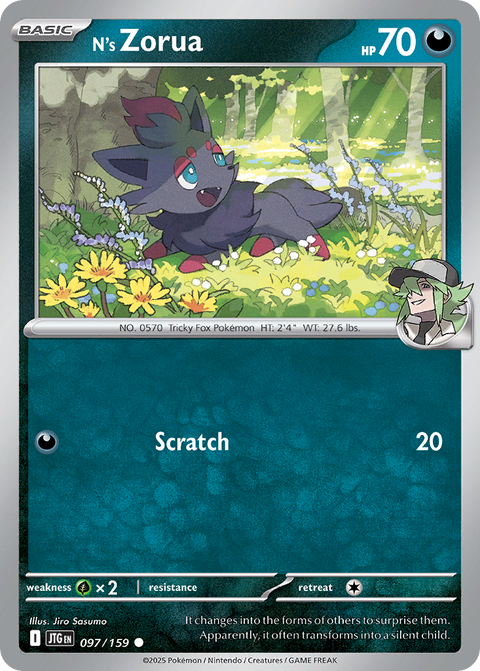 N's Zorua 97 Journey Together Pokémon card