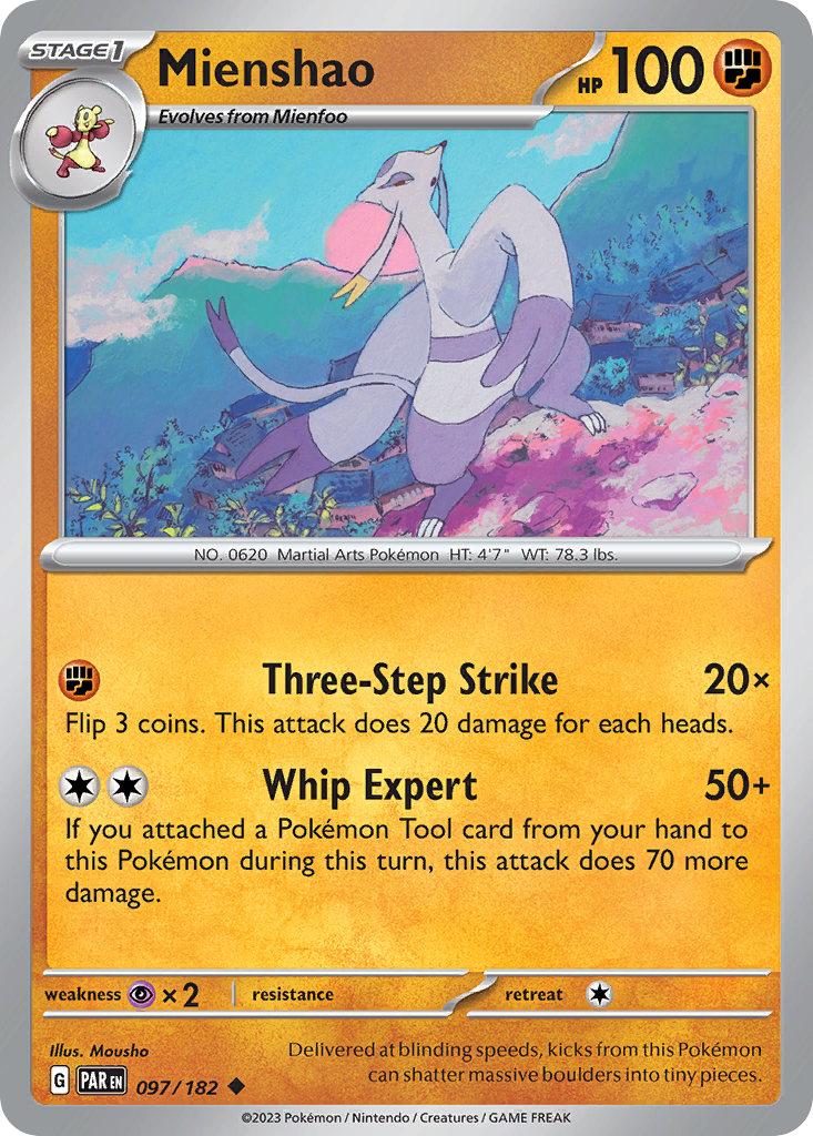 Mienshao 97 Paradox Rift Pokémon card