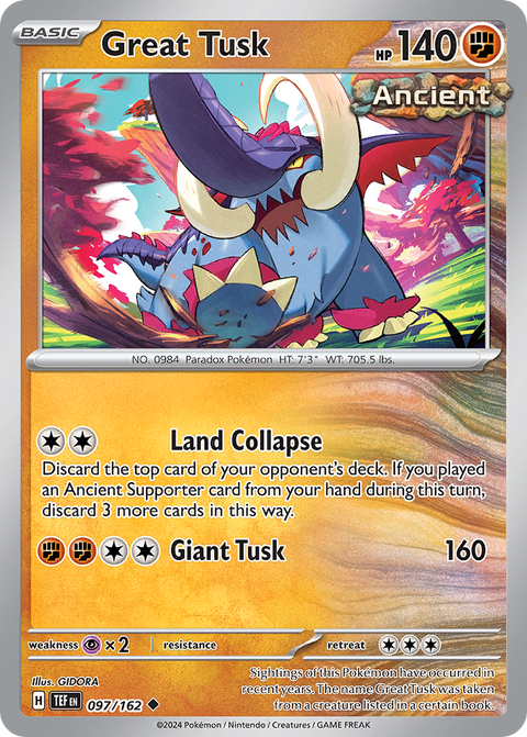 Great Tusk 97 Temporal Forces Pokémon card