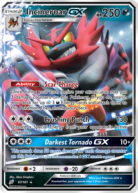 Incineroar-GX 97 Team Up Pokémon card