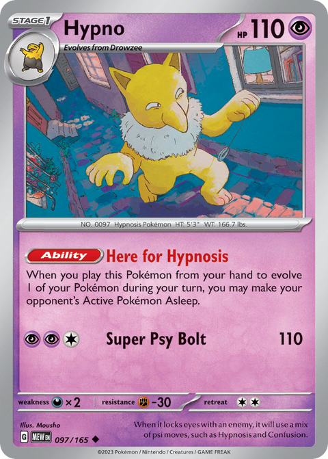 Hypno 97 151 Pokémon card