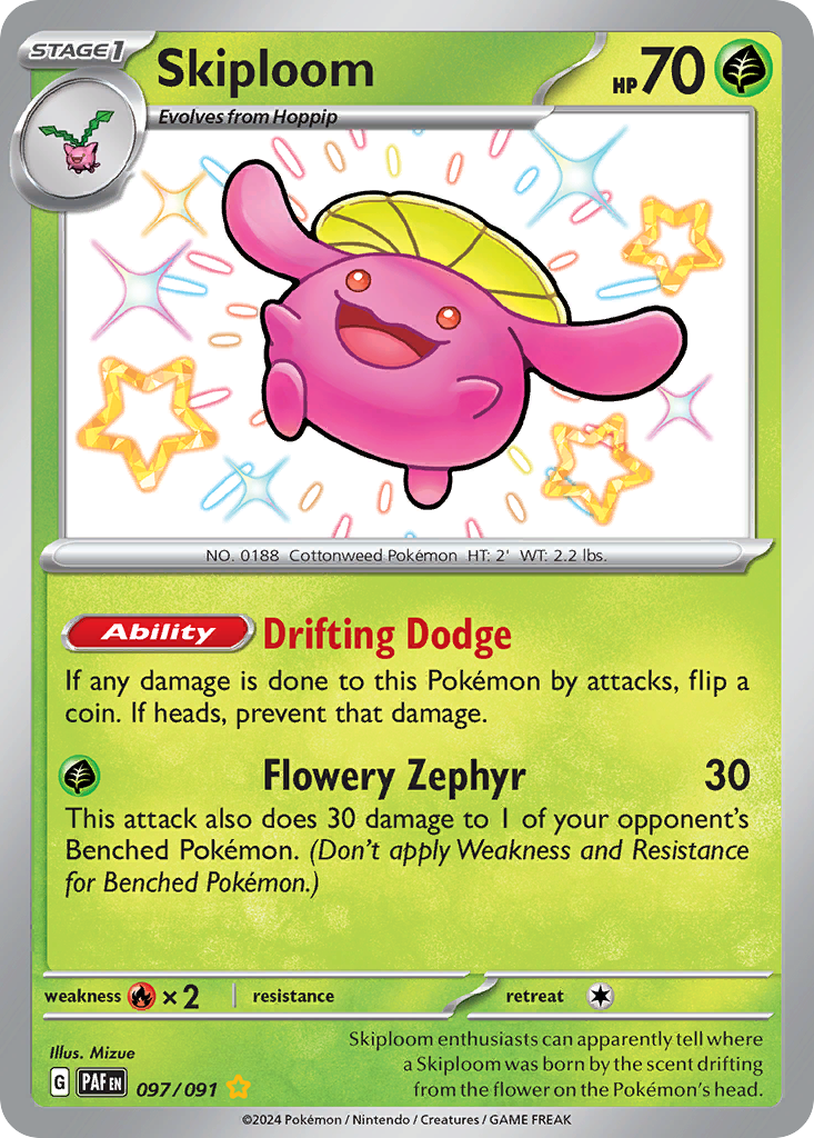 Skiploom 97 Paldean Fates Pokémon card