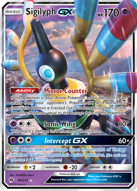 Sigilyph-GX 98 Lost Thunder Pokémon card