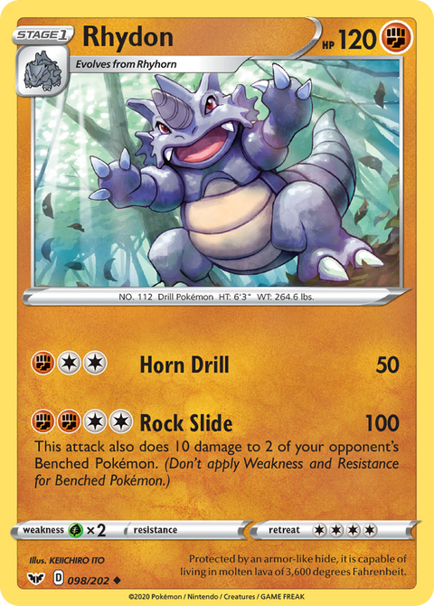 Rhydon 98 Sword & Shield Pokémon card
