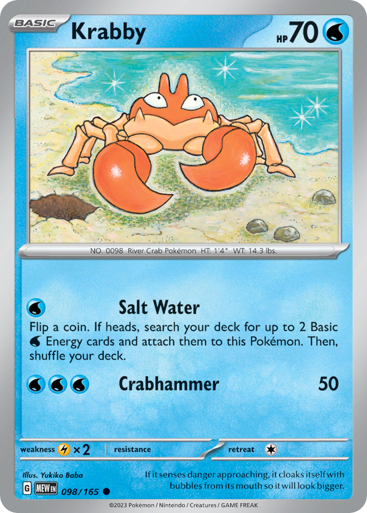 Krabby 98 151 Pokémon card