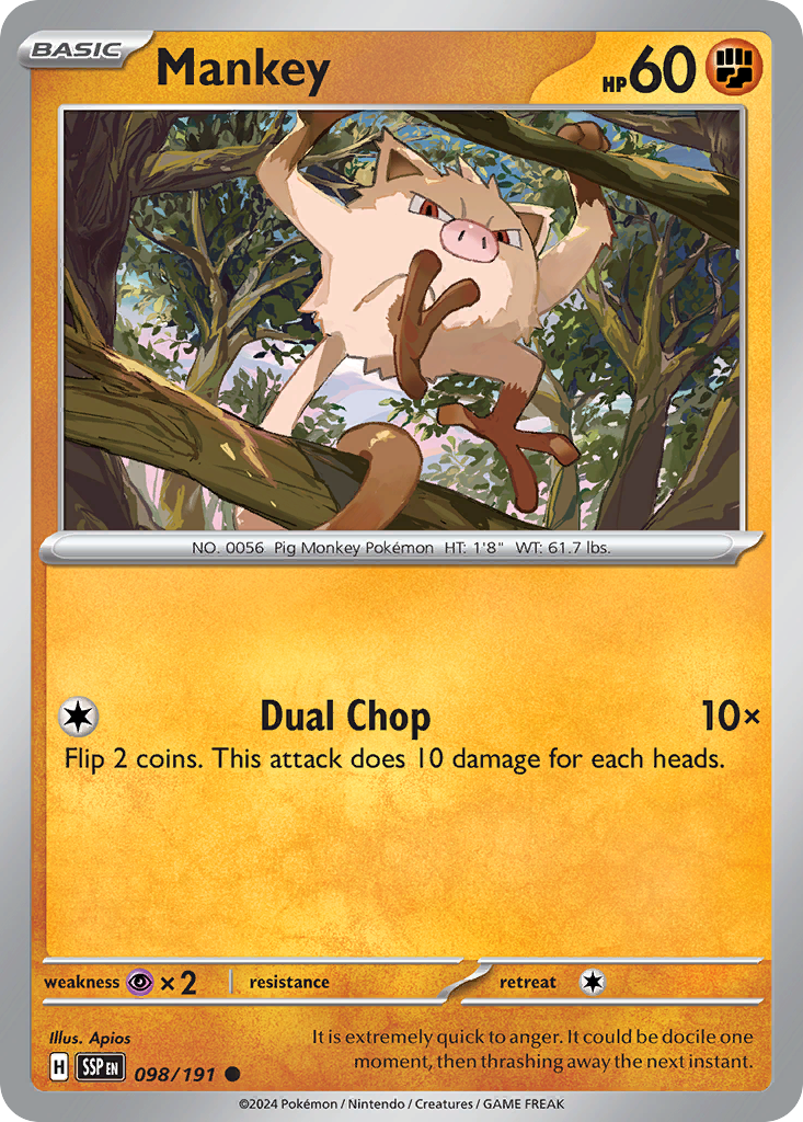 Mankey 98 Surging Sparks Pokémon card
