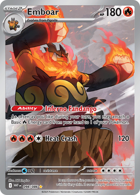 Emboar 98 White Flare Pokémon card